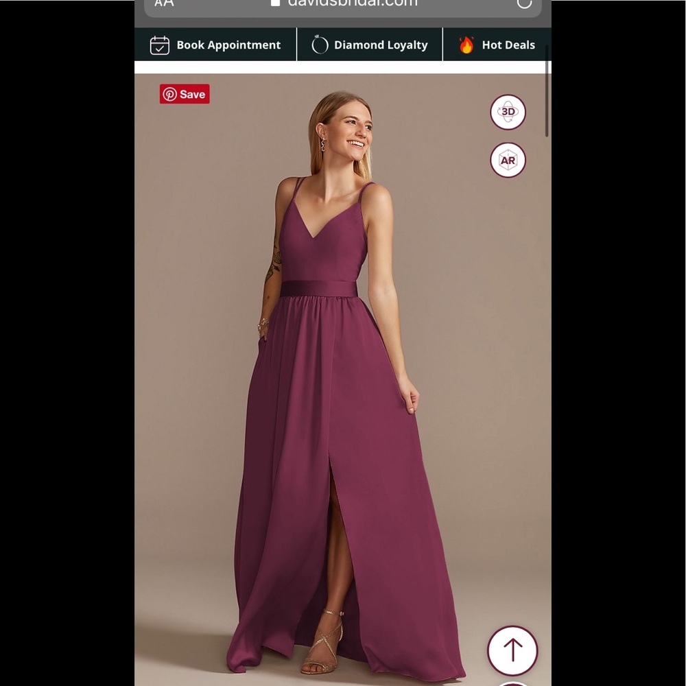 David’s Bridal Long Bridesmaid Dress Wine